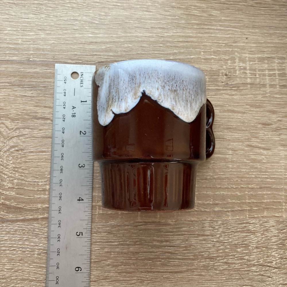 Set of 4 Brown Drip Glazed Mugs - MCM Made in Japan Mugs - Picture 8 of 8